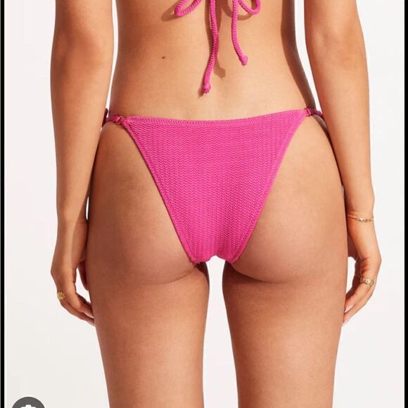 NWT Seafolly pink Seadive rio tie bottom US 2 AU 6 fuchsia - Picture 2 of 6